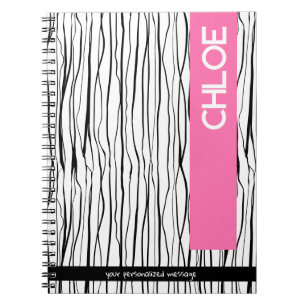 Gepersonaliseerde naam Roze & Zwart Modern Notitieboek