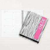 Gepersonaliseerde naam Roze & Zwart Modern Planner (Display)