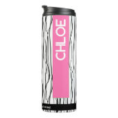 Gepersonaliseerde naam Roze & Zwart Modern Thermosbeker (Geroteerd rechts)