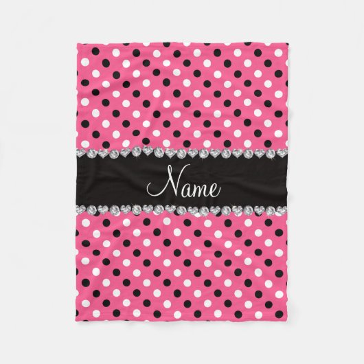 Gepersonaliseerde naam roze zwarte witte polka pun fleece deken (Voorkant)