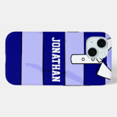 Gepersonaliseerde naam Rugby Jersey Blue Hoops Case-Mate iPhone Case (Achterkant (horizontaal))