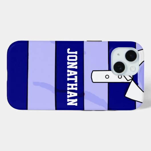 Gepersonaliseerde naam Rugby Jersey Blue Hoops Case-Mate iPhone Case (Achterkant (horizontaal))