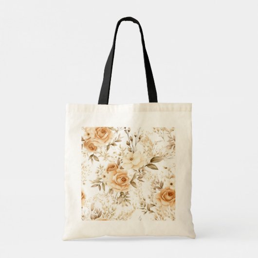 Gepersonaliseerde naam Rustic Boho Rozen Neutral Tote Bag (Achterkant)