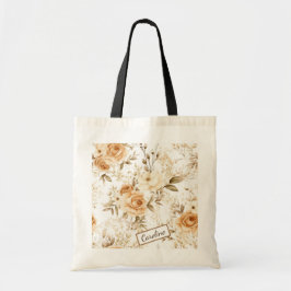 Gepersonaliseerde naam Rustic Boho Rozen Neutral Tote Bag