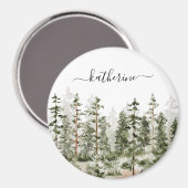 Gepersonaliseerde naam Rustic Green Pine Forest Pi Magneet (Voorkant / Achterkant)