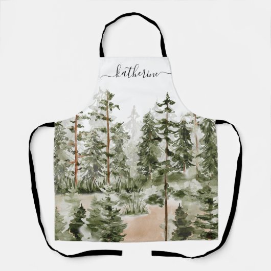 Gepersonaliseerde naam Rustic Green Pine Forest Pi Schort (Voorkant)