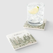 Gepersonaliseerde naam Rustic Green Pine Forest Pi Stenen Onderzetter (Zijkant)