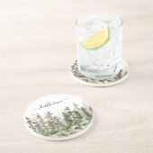 Gepersonaliseerde naam Rustic Green Pine Forest Pi Zandsteen Onderzetter (Zijkant)