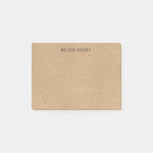 Gepersonaliseerde naam Rustic Kraft Boho Chic Post-it® Notes (Voorkant)