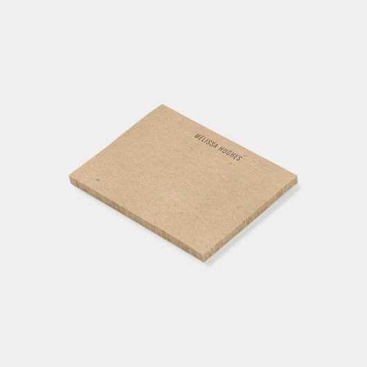 Gepersonaliseerde naam Rustic Kraft Boho Chic Post-it® Notes (Schuin)