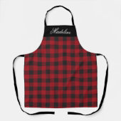 Gepersonaliseerde naam Rustic Red Buffalo Plaid Schort (Voorkant)