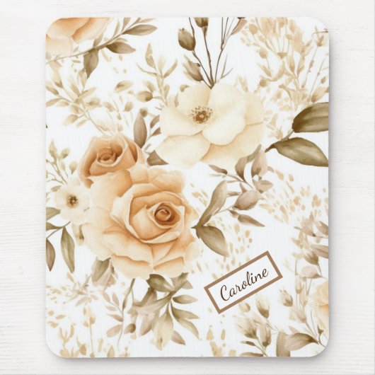 Gepersonaliseerde naam Rustiek Modern Boho Rozen N Muismat (Voorkant)