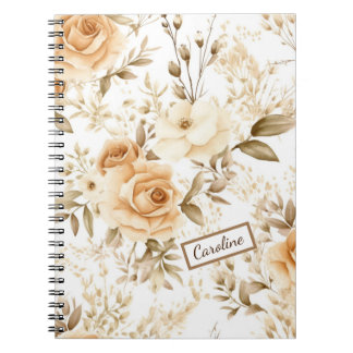 Gepersonaliseerde naam Rustiek Modern Boho Rozen N Notitieboek