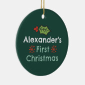 Gepersonaliseerde naam rustieke kerstcamping keramisch ornament (Rechts)