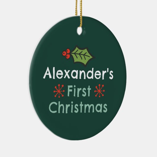 Gepersonaliseerde naam rustieke kerstcamping keramisch ornament (Rechts)