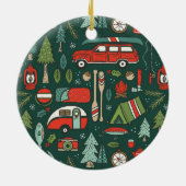 Gepersonaliseerde naam rustieke kerstcamping keramisch ornament (Achterkant)