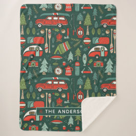 Gepersonaliseerde naam rustieke kerstcamping sherpa deken