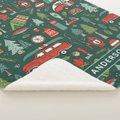 Gepersonaliseerde naam rustieke kerstcamping sherpa deken (3/4)