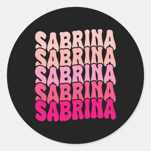 Gepersonaliseerde naam Sabrina I Love Sabrina Groo Ronde Sticker (Voorkant)