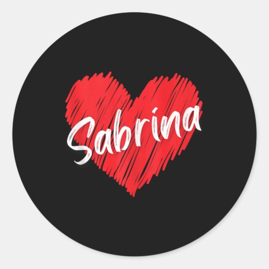 Gepersonaliseerde naam Sabrina I Love Sabrina Hear Ronde Sticker (Voorkant)