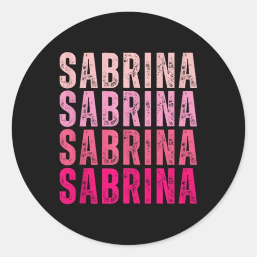 Gepersonaliseerde naam Sabrina I Love Sabrina Ronde Sticker (Voorkant)