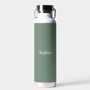 Gepersonaliseerde naam Sage Groen Script Bruiloft  Waterfles
