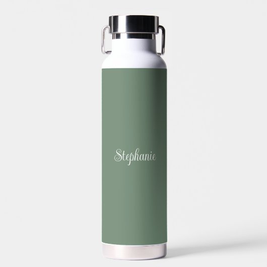Gepersonaliseerde naam Sage Groen Script Bruiloft  Waterfles (Voorkant)