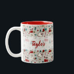 Gepersonaliseerde naam Santa Christmas Letters Tweekleurige Koffiemok<br><div class="desc">Maak het vakantieseizoen nog magischer met deze Schattigee gepersonaliseerde kerst Mok voor uw kleintje! Deze mok is ideaal voor het vullen met warme cacao, omdat ze geïnspireerd raken om brieven aan de kerstman te schrijven, en heeft mijn grillige "Dear Santa" -patroon met handgetekende kerstelementen zoals brieven aan de kerstman, postbussen...</div>