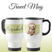 Gepersonaliseerde naam schattig luiaard zwart groe reisbeker