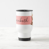 Gepersonaliseerde naam schattig luiaard zwart roze reisbeker (Center)