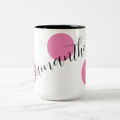 Gepersonaliseerde naam schattig roze tweekleurige koffiemok (Center)