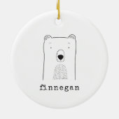 Gepersonaliseerde naam Schattige Beer Line Art Chr Keramisch Ornament (Achterkant)