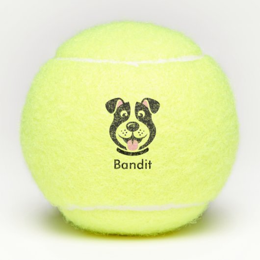 Gepersonaliseerde naam Schattige Black Dog Tennisb Tennisballen (Voorkant)