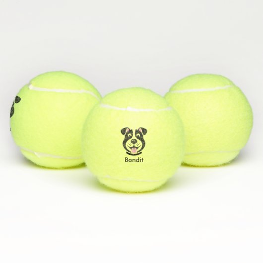 Gepersonaliseerde naam Schattige Black Dog Tennisb Tennisballen (Multi)