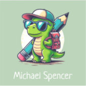 Gepersonaliseerde naam Schattige Boys Dinosaur Gre Sticker (Voorkant)