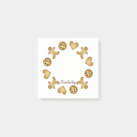 Gepersonaliseerde naam Schattige Cookie Gingerbrea Post-it® Notes (Voorkant)