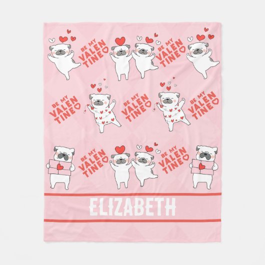 Gepersonaliseerde naam Schattige Dog Pink Fleece D (Voorkant)