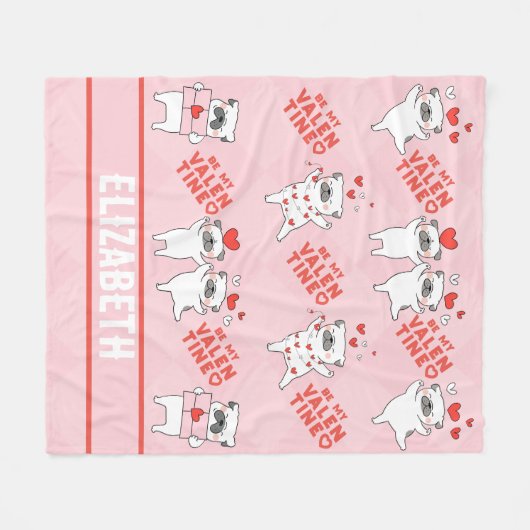 Gepersonaliseerde naam Schattige Dog Pink Fleece D (Voorkant (Horizontaal))