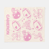 Gepersonaliseerde naam Schattige Football Coquette Fleece Deken (Voorkant (Horizontaal))