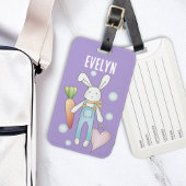 Gepersonaliseerde naam Schattige knuffeldier Bunny Bagagelabel