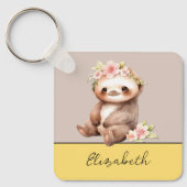 Gepersonaliseerde naam schattige luiaard 1 foto ge sleutelhanger (Voorkant)