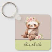 Gepersonaliseerde naam schattige luiaard 1 foto gr sleutelhanger (Voorkant)