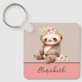 Gepersonaliseerde naam schattige luiaard 1 foto gr sleutelhanger (Voorkant)
