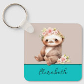 Gepersonaliseerde naam schattige luiaard 1 foto tu sleutelhanger (Voorkant)
