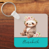 Gepersonaliseerde naam schattige luiaard 1 foto tu sleutelhanger (Voorkant)