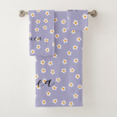 Gepersonaliseerde naam Schattige Modern Daisy Patt Bad Handdoek (Insitu)