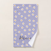 Gepersonaliseerde naam Schattige Modern Daisy Patt Bad Handdoek (Handdoek)