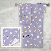 Gepersonaliseerde naam Schattige Modern Daisy Patt Bad Handdoek