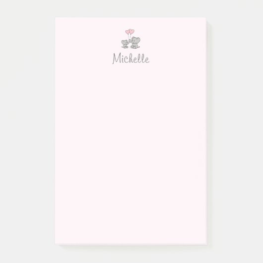 Gepersonaliseerde naam Schattige Olifant Mom & Bab Post-it® Notes (Voorkant)
