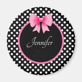 Gepersonaliseerde naam Schattige Pink Bow Magneet